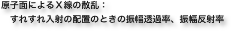 原子面によるＸ線の散乱：
　すれすれ入射の配置のときの振幅透過率、振幅反射率