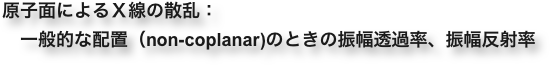 原子面によるＸ線の散乱：
　一般的な配置（non-coplanar)のときの振幅透過率、振幅反射率